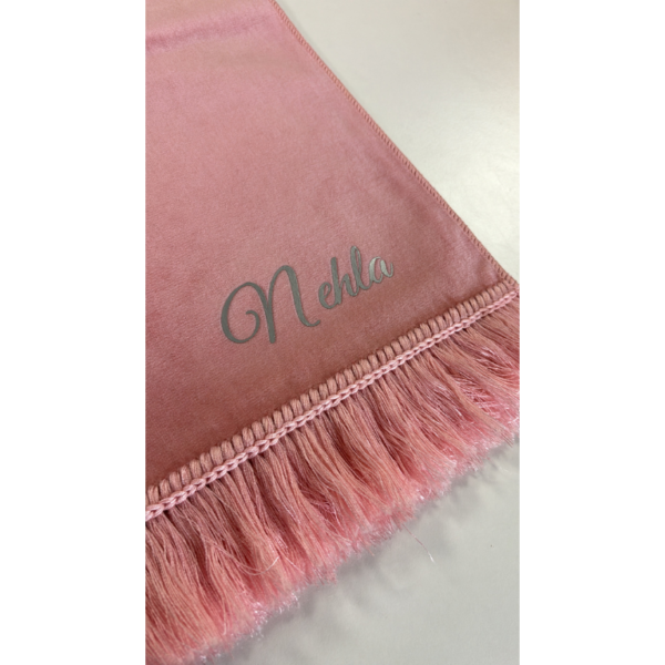 Tapis personnalisé écriture argenté rose