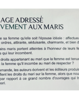 UN MESSAGE ADRESSE EXCLUSIVEMENT AUX MARIS – Edition Istiqama