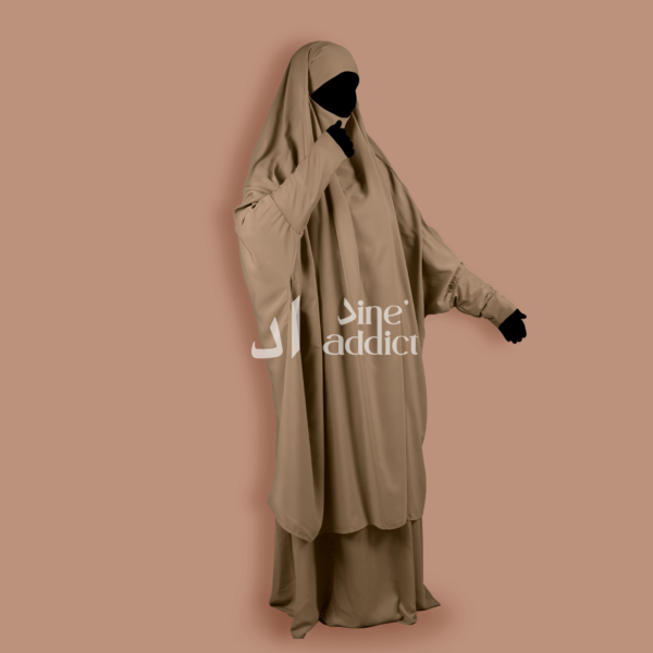 Jilbab manches Lycra beige