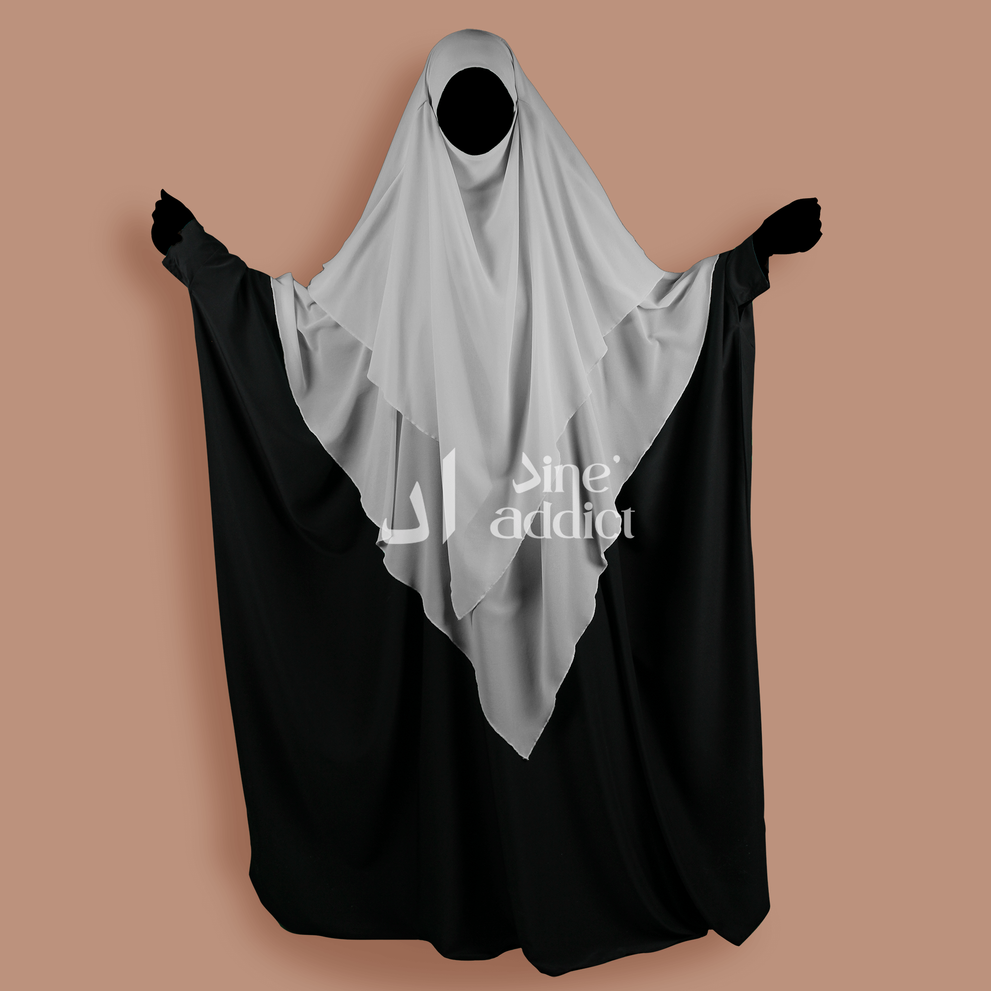 Khimar 3 voiles mousline Gris
