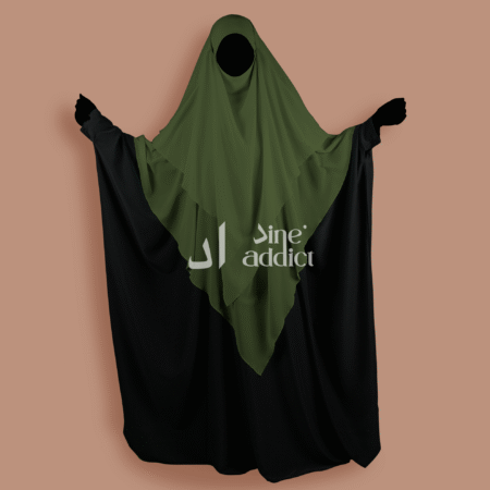 Khimar Mousseline 3 Voiles  Kaki – Élégance et Confort au Quotidien