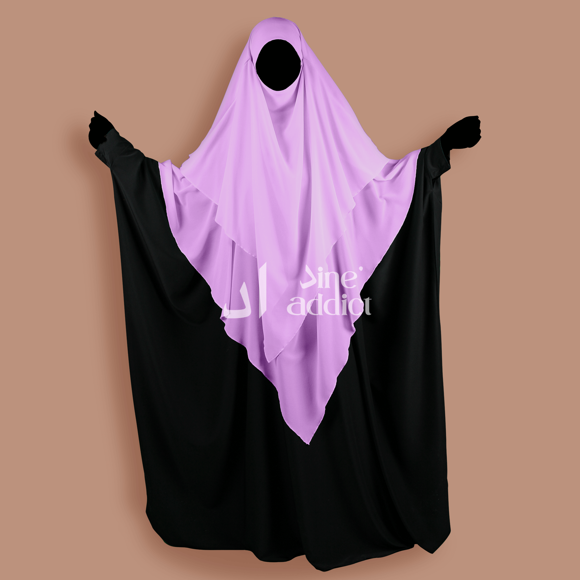 khimar 3 voiles mousline Lavande