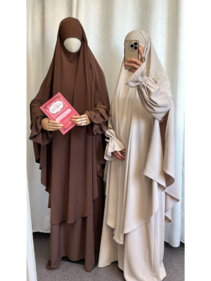 Khimar maxi avec fente beige