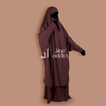 Jilbab 2 Pièces avec Manches en Lycra Bois de rose