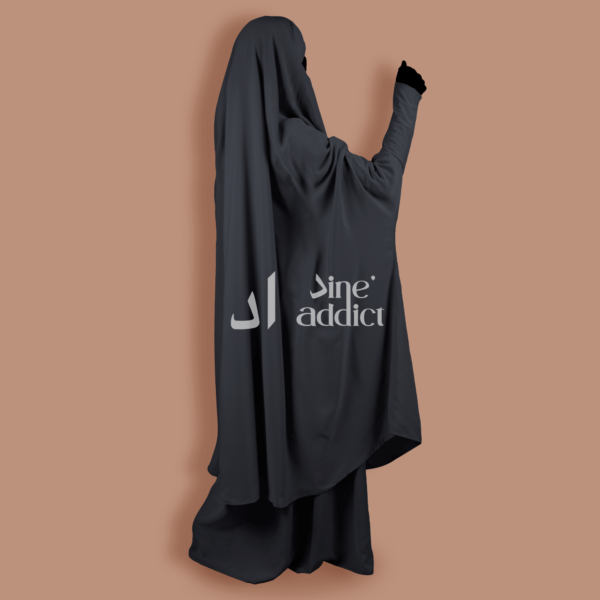 jilbab 2pièces manches Lycra gris foncee