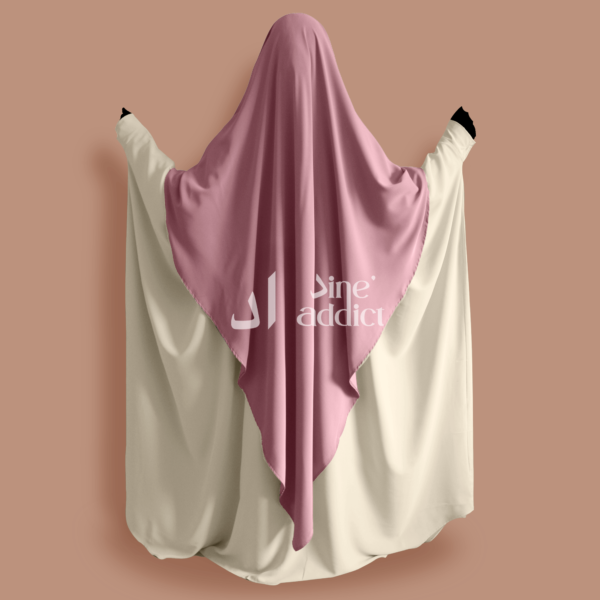 Khimar 1 voile long vieux rose