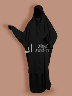 Jilbab Soie de medine 2 pièces Noir