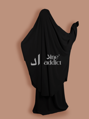 Jilbab soie de medine 2 pièces Noir