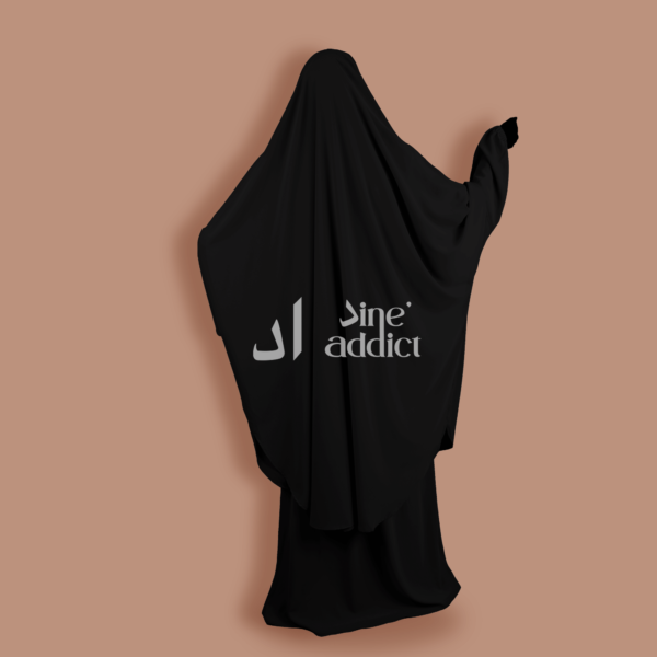 Jilbab soie de medine 2 pièces Noir