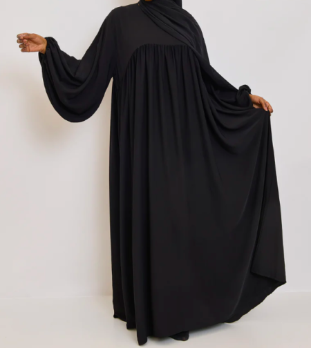 Abaya Mounira – Soie de Medine Noir