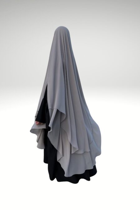 Maxi Khimar mousseline 2 voiles gris