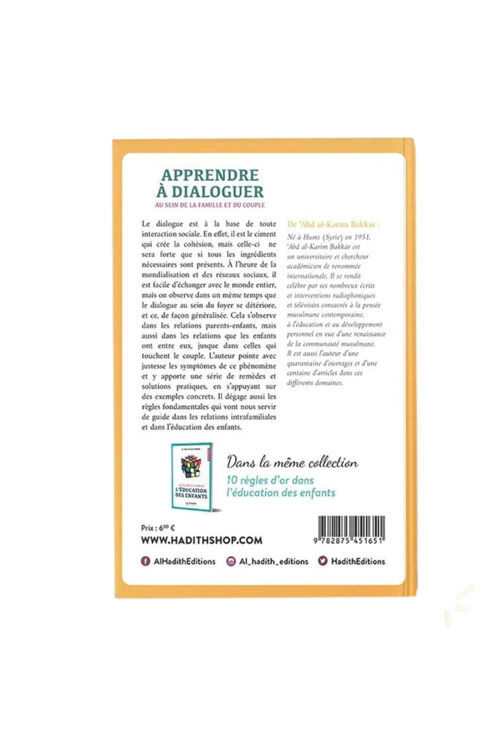 Dos du livre Apprendre à dialoguer au sein de la famille et du couple avec le résumé