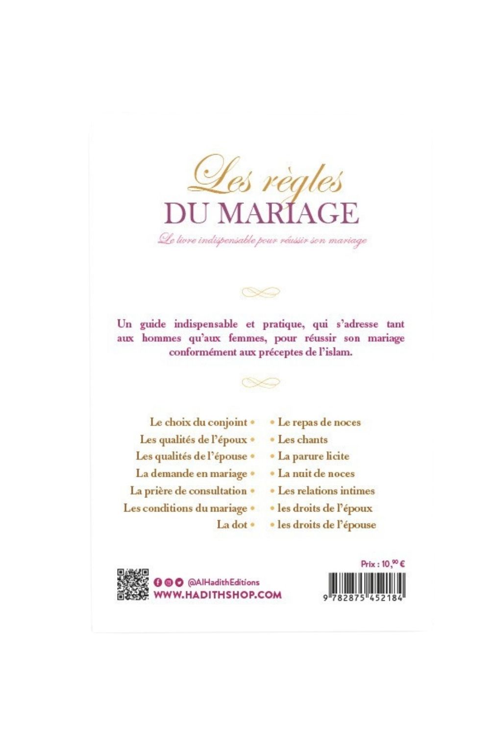 Les Règles du Mariage, édition Al Hadith – DineAddict