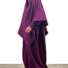 Abaya enfant fillette manches bouffantes aubergine