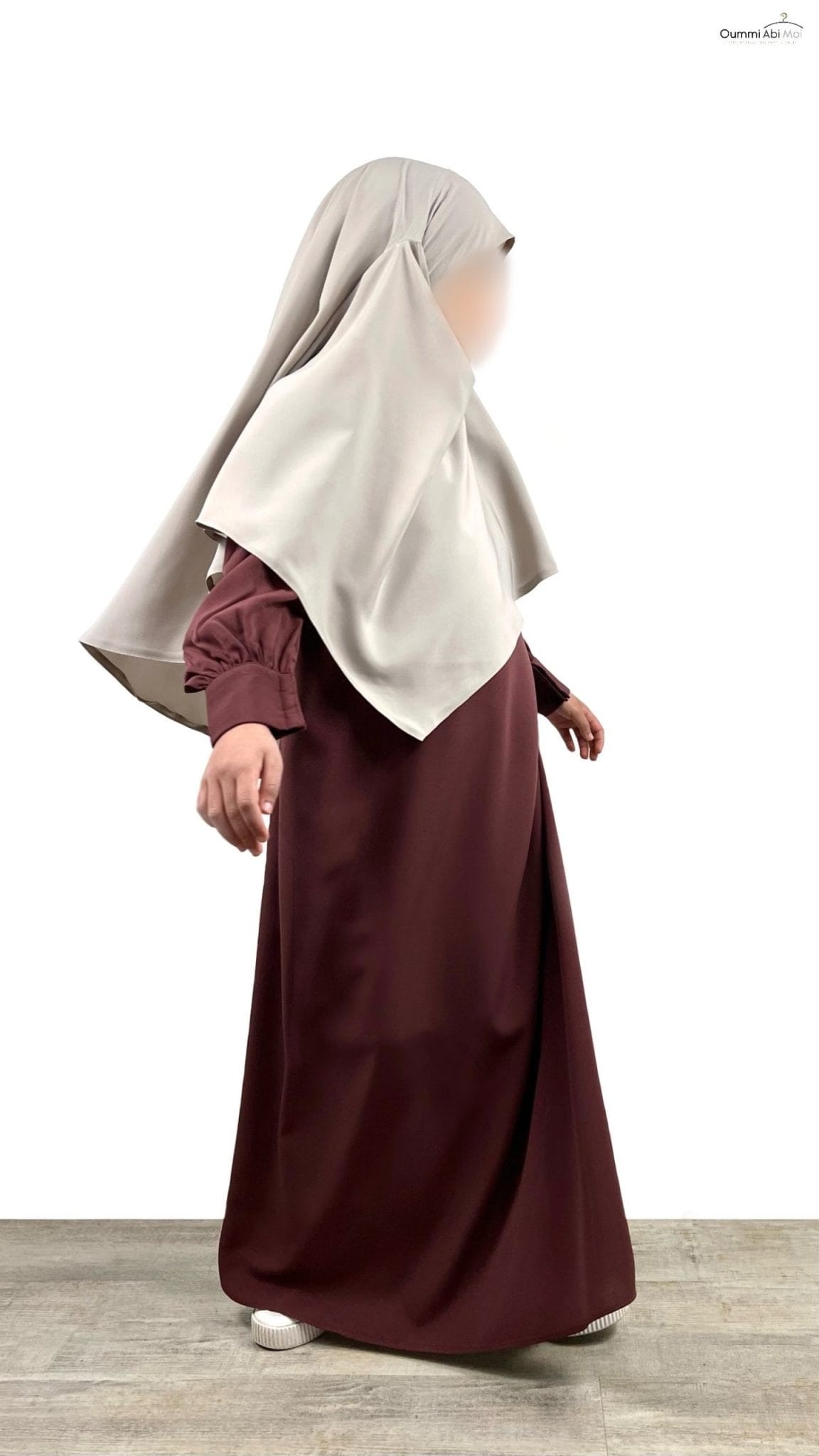 Abaya enfant fillette manches bouffantes bois de rose