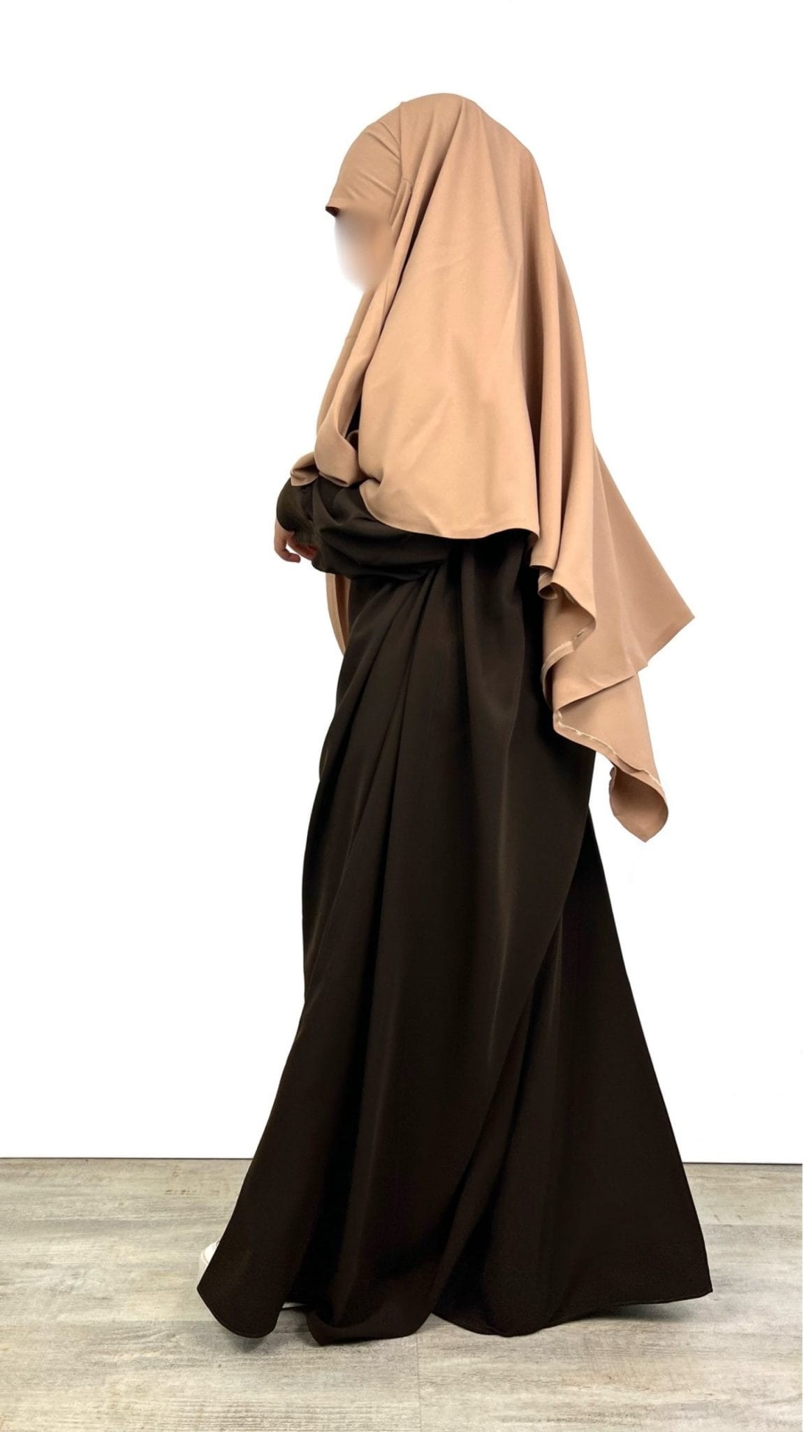 Abaya enfant fillette manches bouffantes chocolat