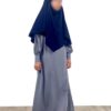 Abaya enfant fillette manches bouffantes gris lilas