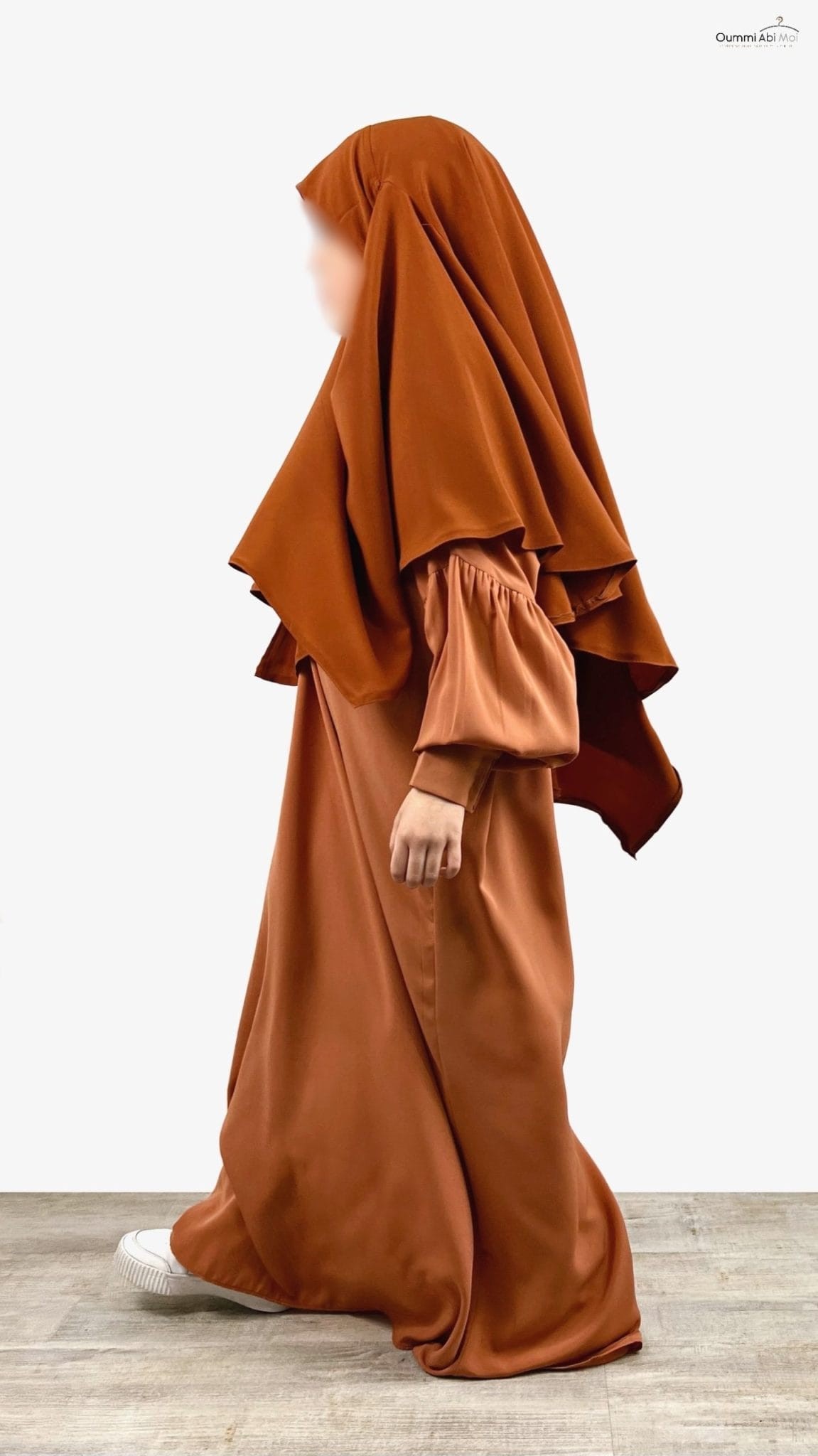 Abaya enfant fillette manches bouffantes miel