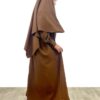 Abaya enfant fillette manches bouffantes moka