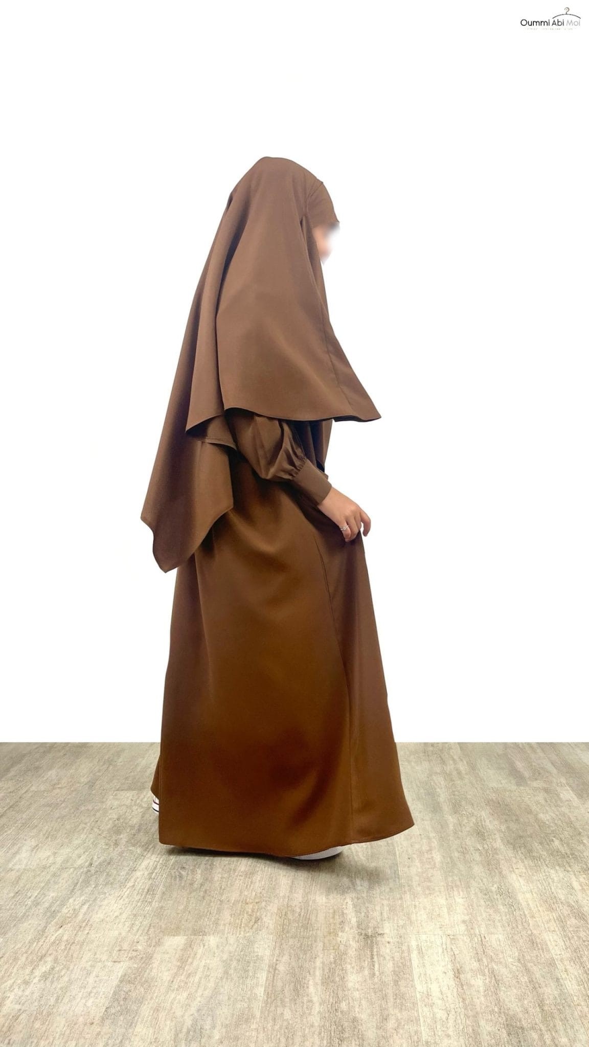 Abaya enfant fillette manches bouffantes moka