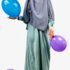 Abaya enfant fillette manches bouffantes vert d'eau