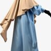 Abaya manches bouffantes fluide bleu ciel, coupe ample et manches plissées