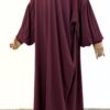 Abaya manches bouffantes fluide bois de rose, coupe ample et manches plissées