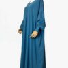 Abaya manches bouffantes fluide canard, coupe ample et manches plissées