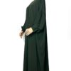 Abaya manches bouffantes fluide kaki, coupe ample et manches plissées