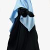 Abaya manches bouffantes fluide noir, coupe ample et manches plissées