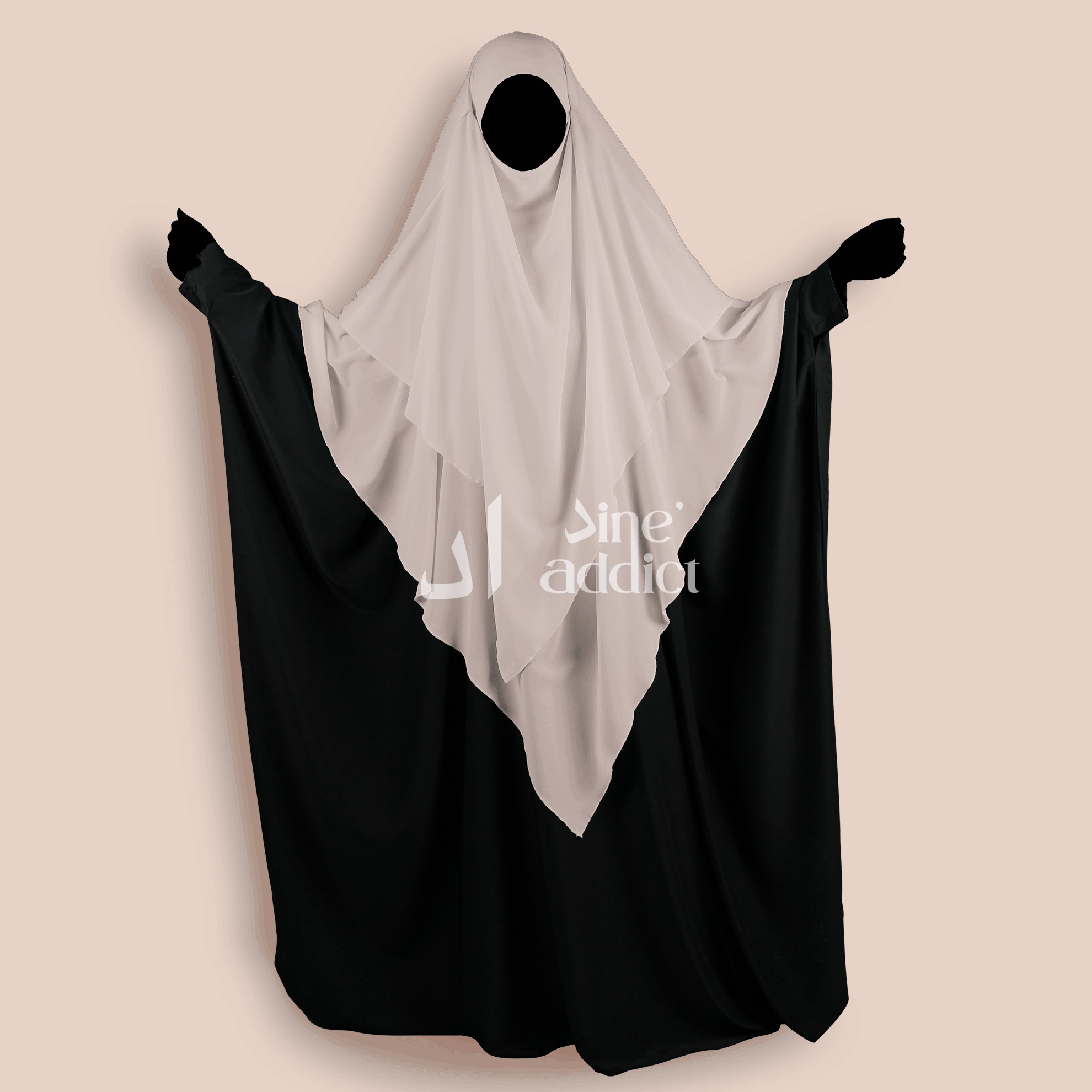 Khimar Mousseline 3 Voiles Beige – Élégance et Confort au Quotidien