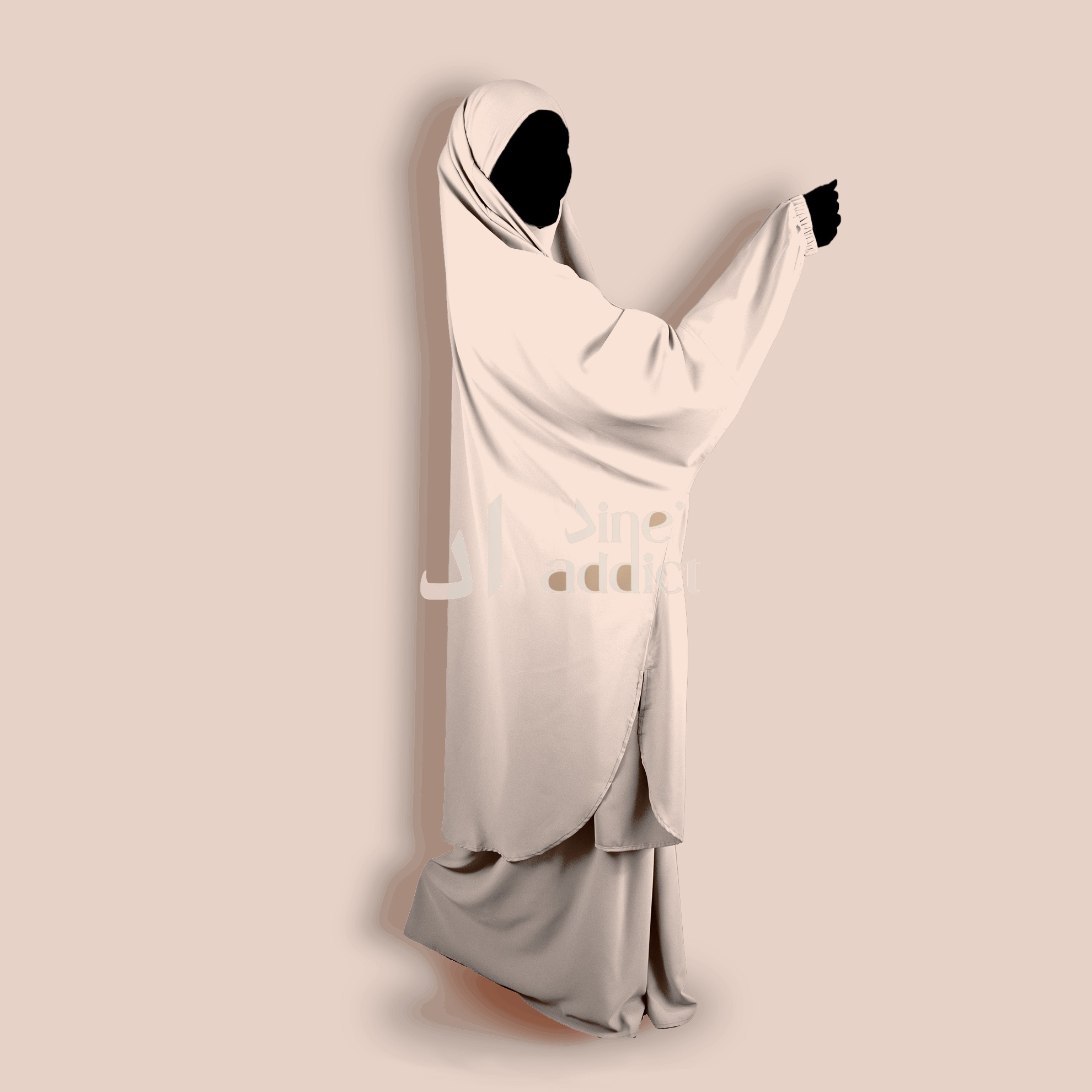 Jilbeb Soie de Médine Beige – 2 Pièces