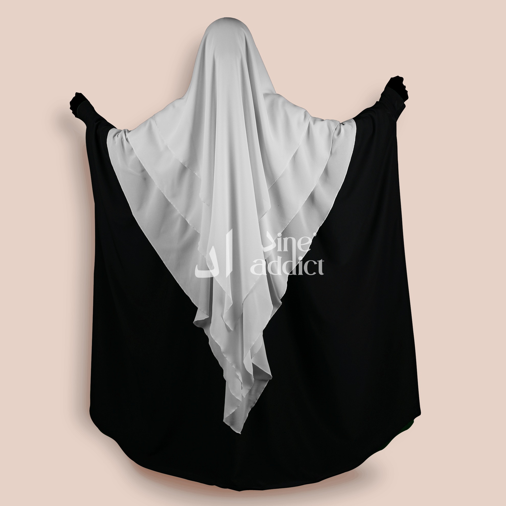 Khimar Mousseline 3 Voiles Blanc – Élégance et Confort au Quotidien