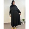 Burkini femme 4 pièces opaque noir : tunique longue, pantalon, cagoule et voile