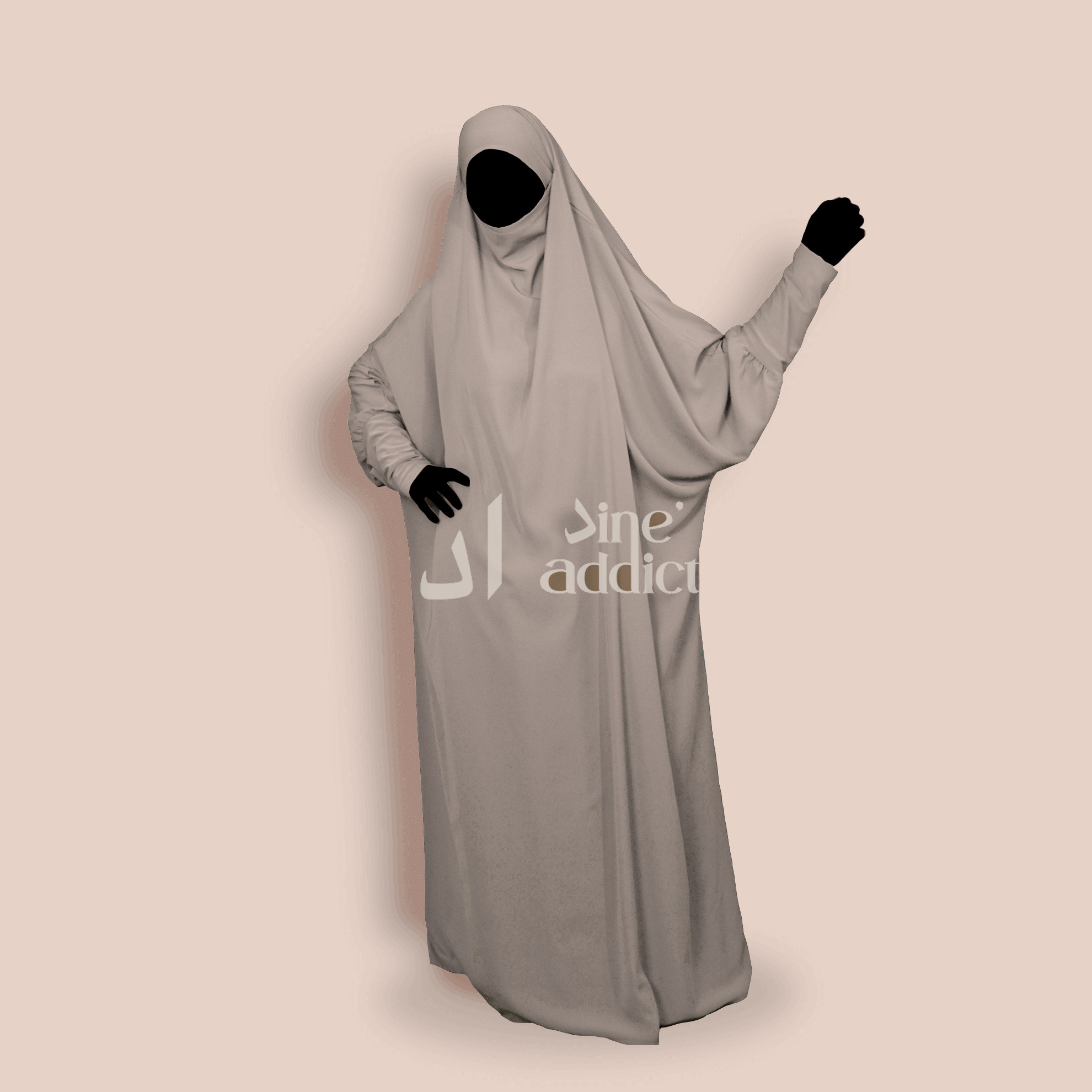 Jilbab 1 pièce manches en lycra couleur beige