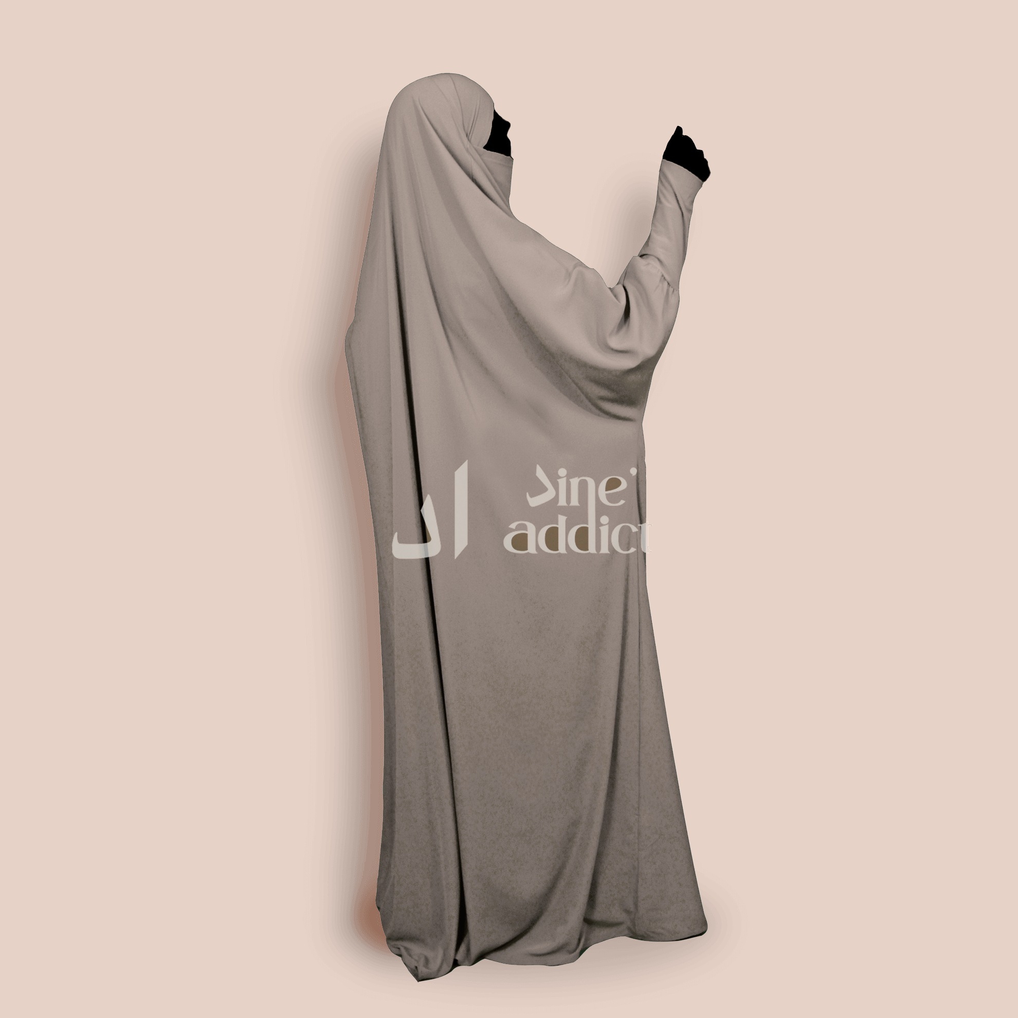 Jilbab 1 pièce manches en lycra couleur beige