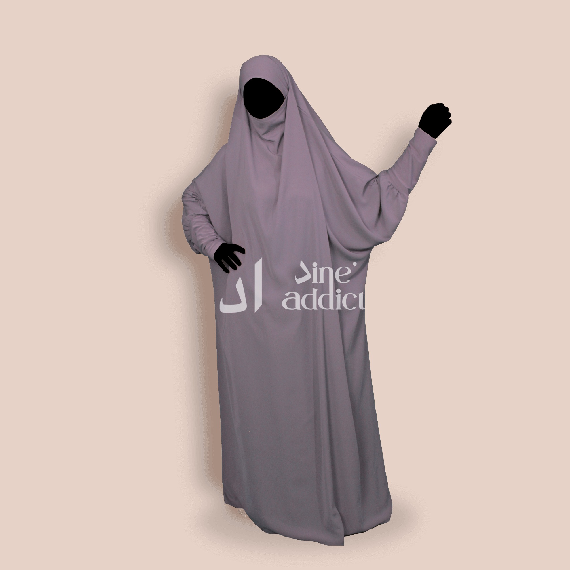 Jilbab 1 pièce manches en lycra couleur lilas