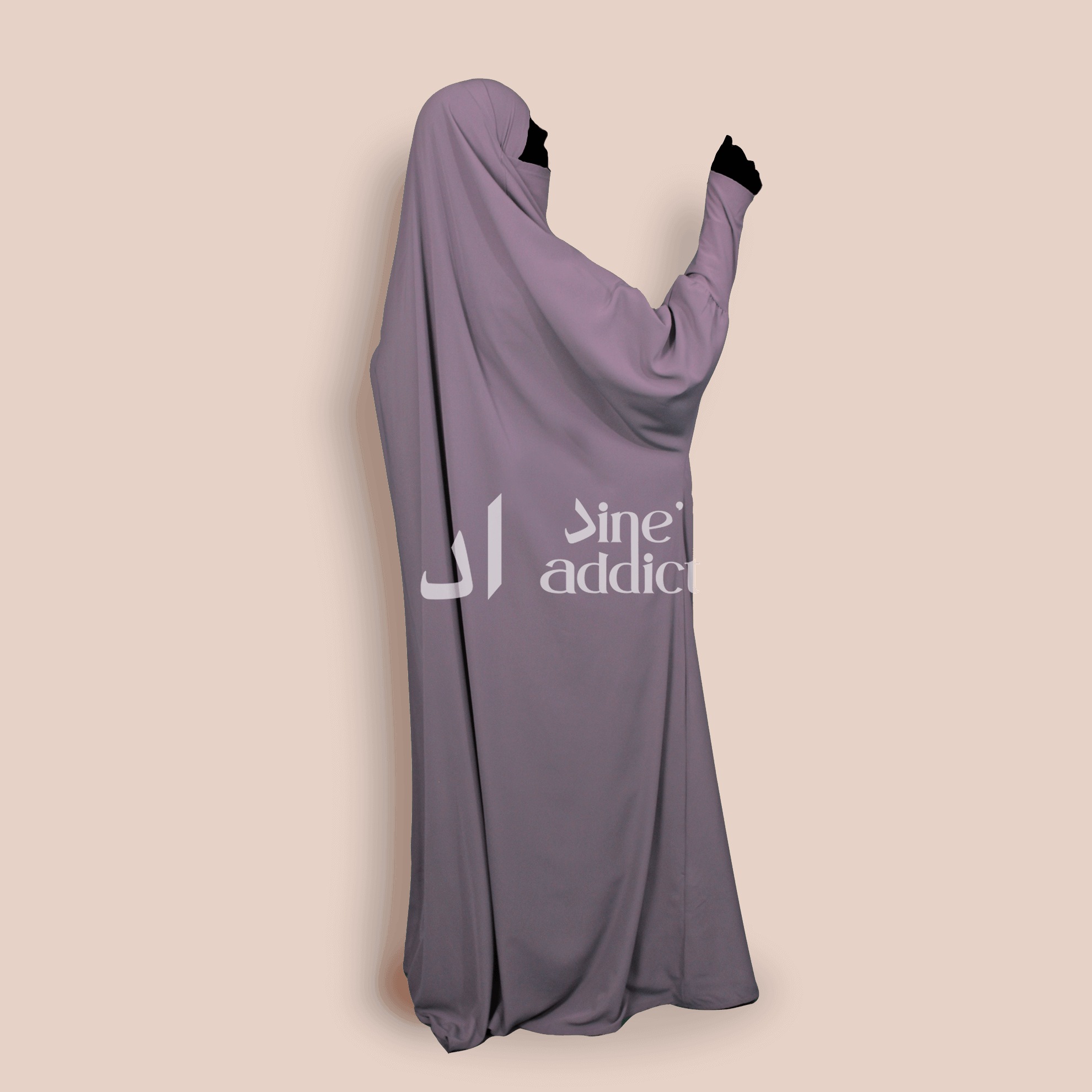 Jilbab 1 pièce manches en lycra couleur lilas