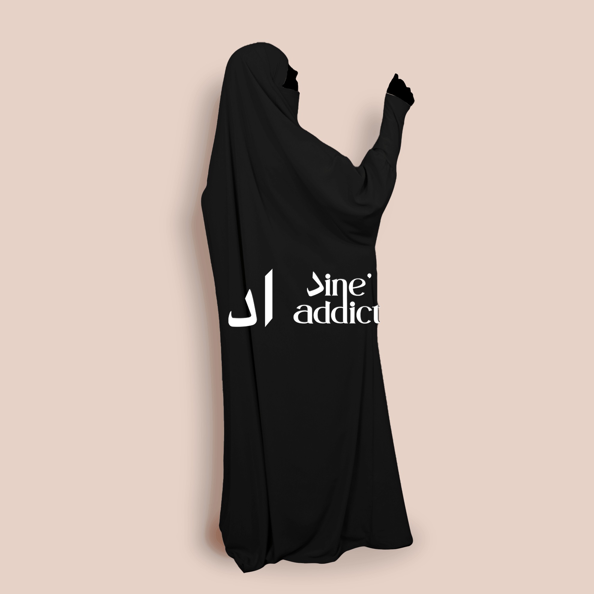 Jilbab 1 pièce manches en lycra couleur noir