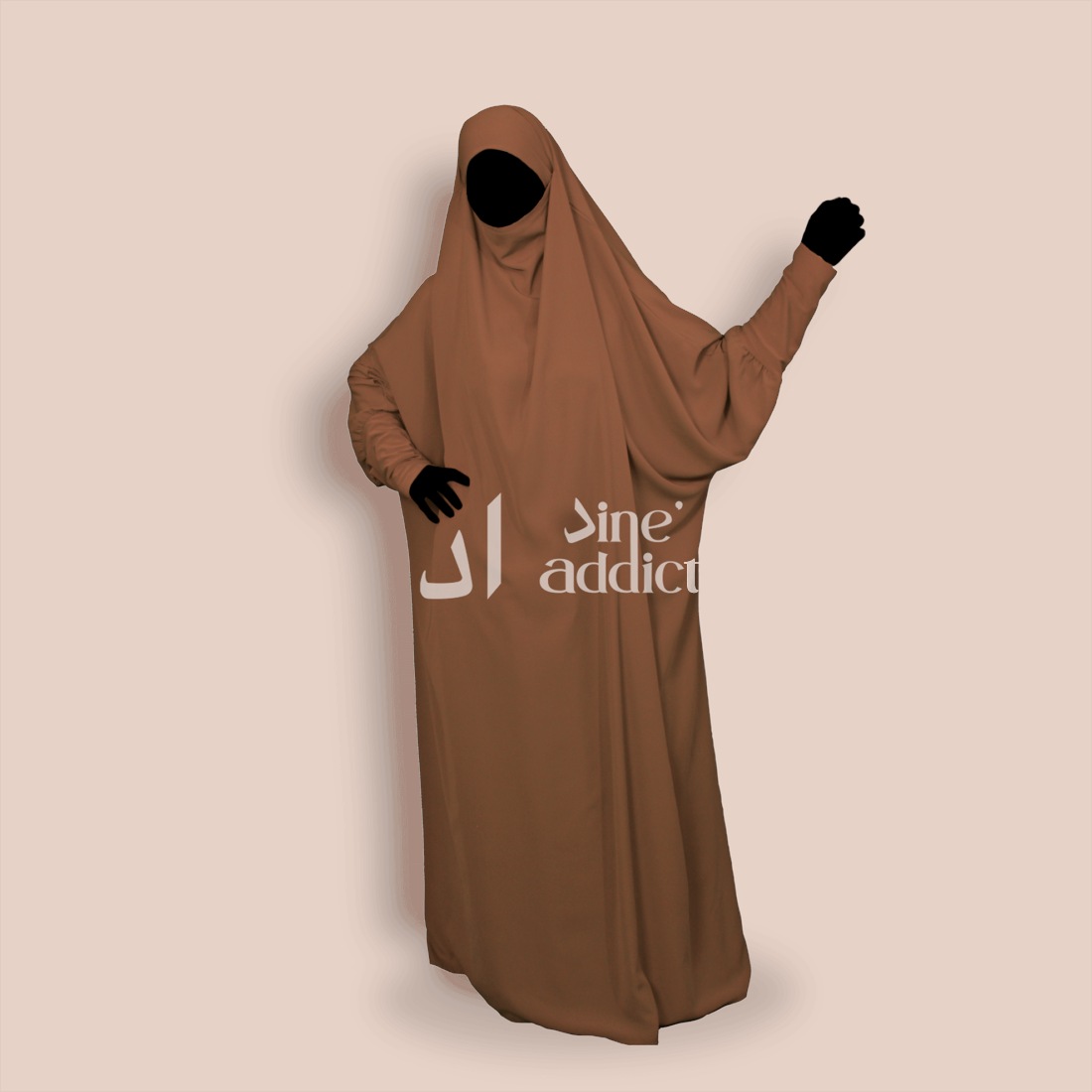 Jilbab 1 pièce manches en lycra couleur pêche