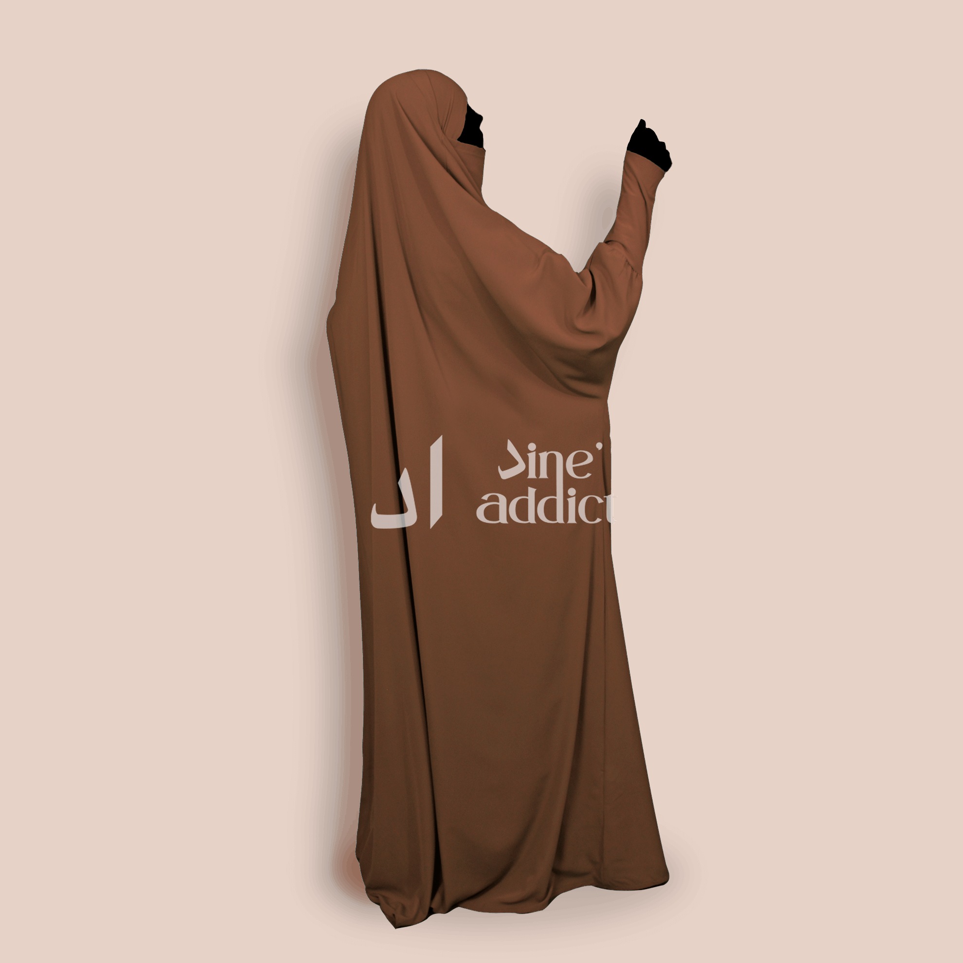 Jilbab 1 pièce manches en lycra couleur pêche