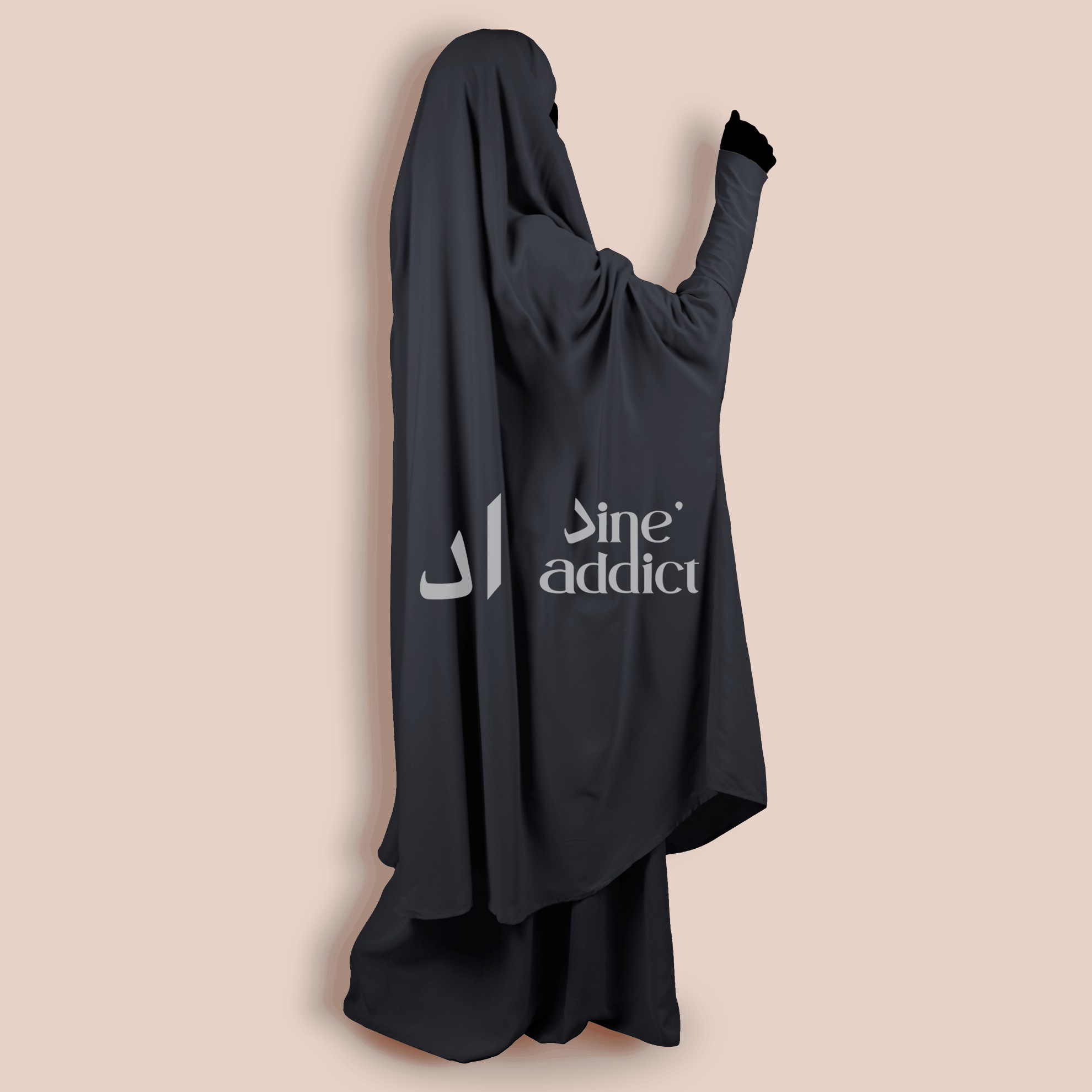 Jilbab 2 pièces manches en lycra couleur gris