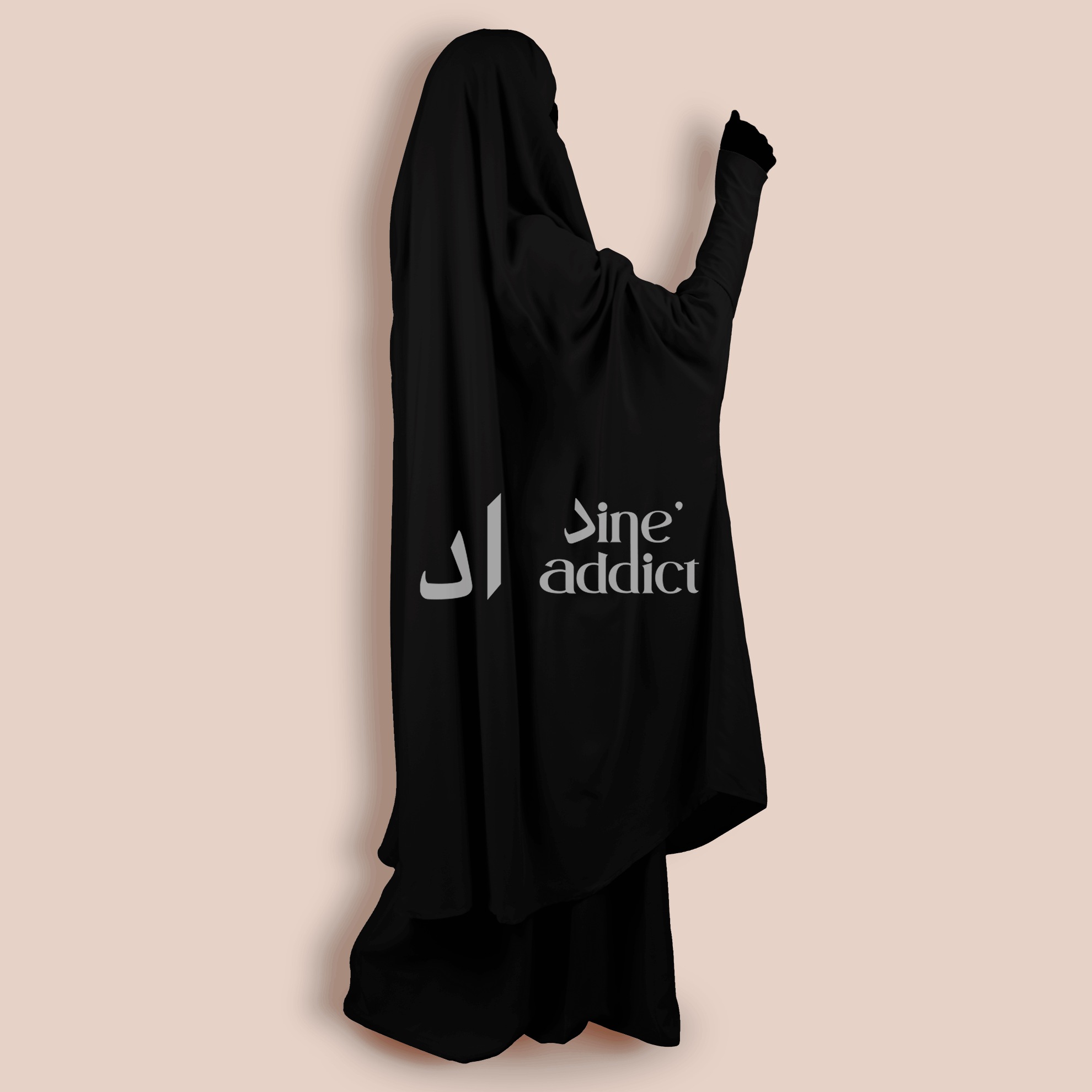 Jilbab 2 pièces manches en lycra couleur noir