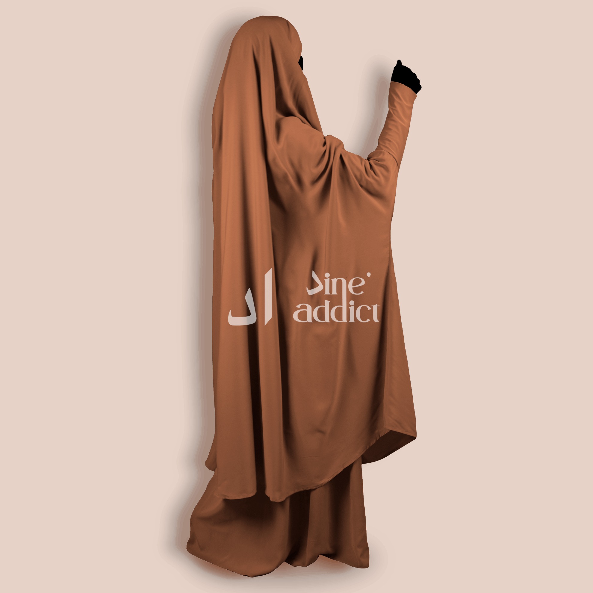 Jilbab 2 pièces manches en lycra couleur pêche