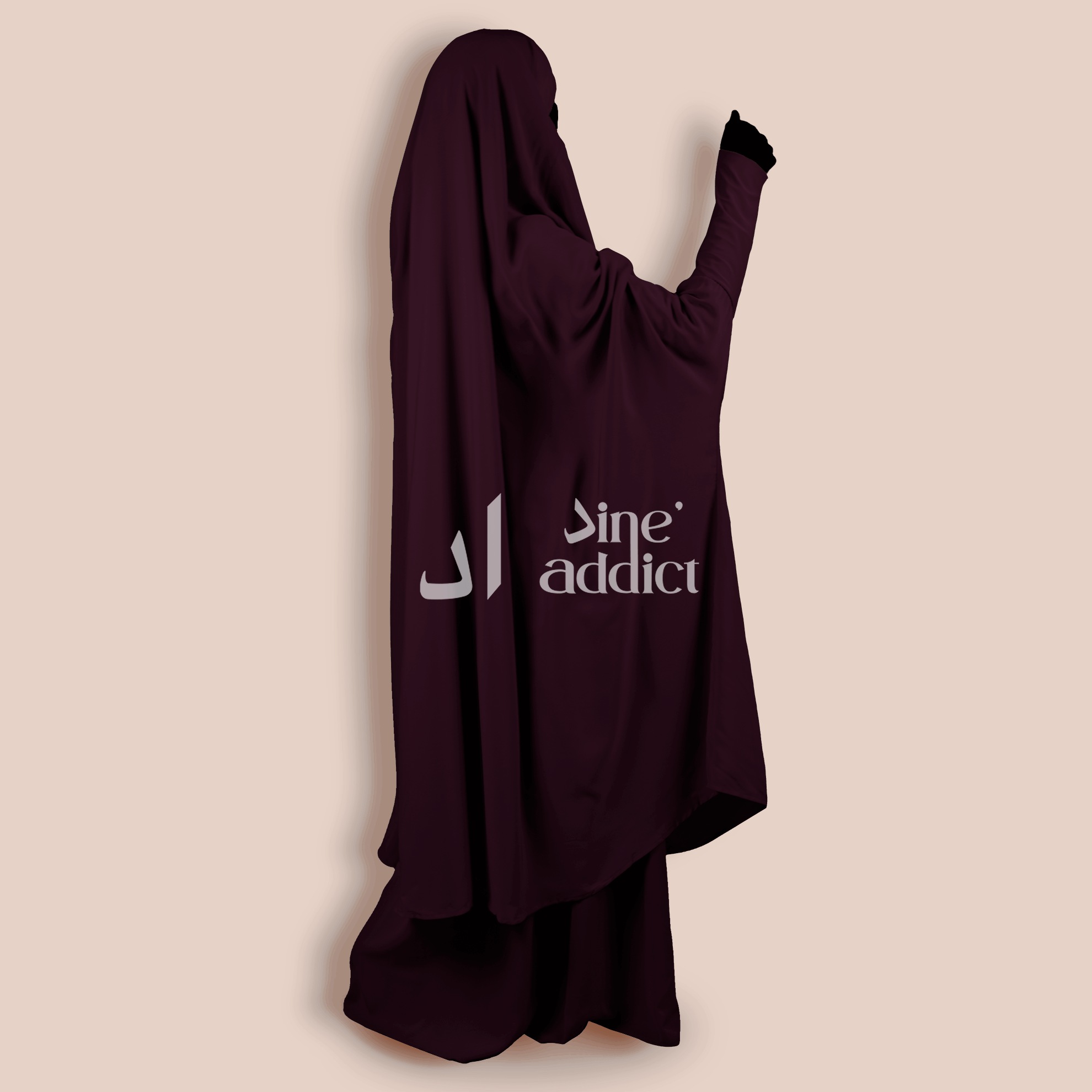 Jilbab 2 pièces manches en lycra couleur prune