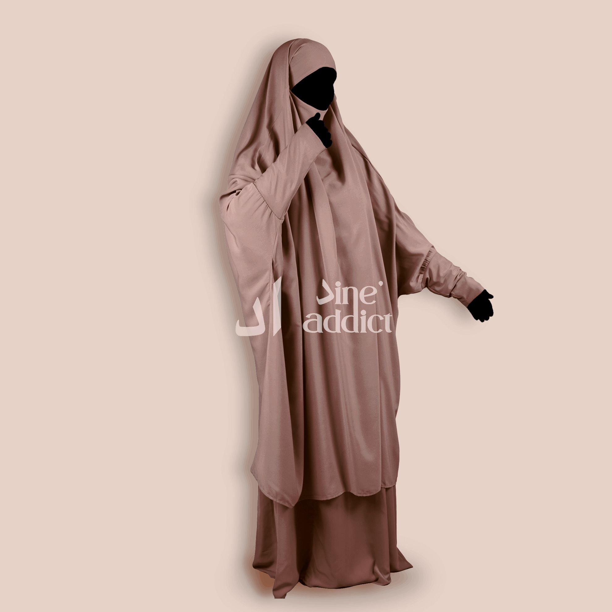 Jilbab 2 pièces manches en lycra couleur rose