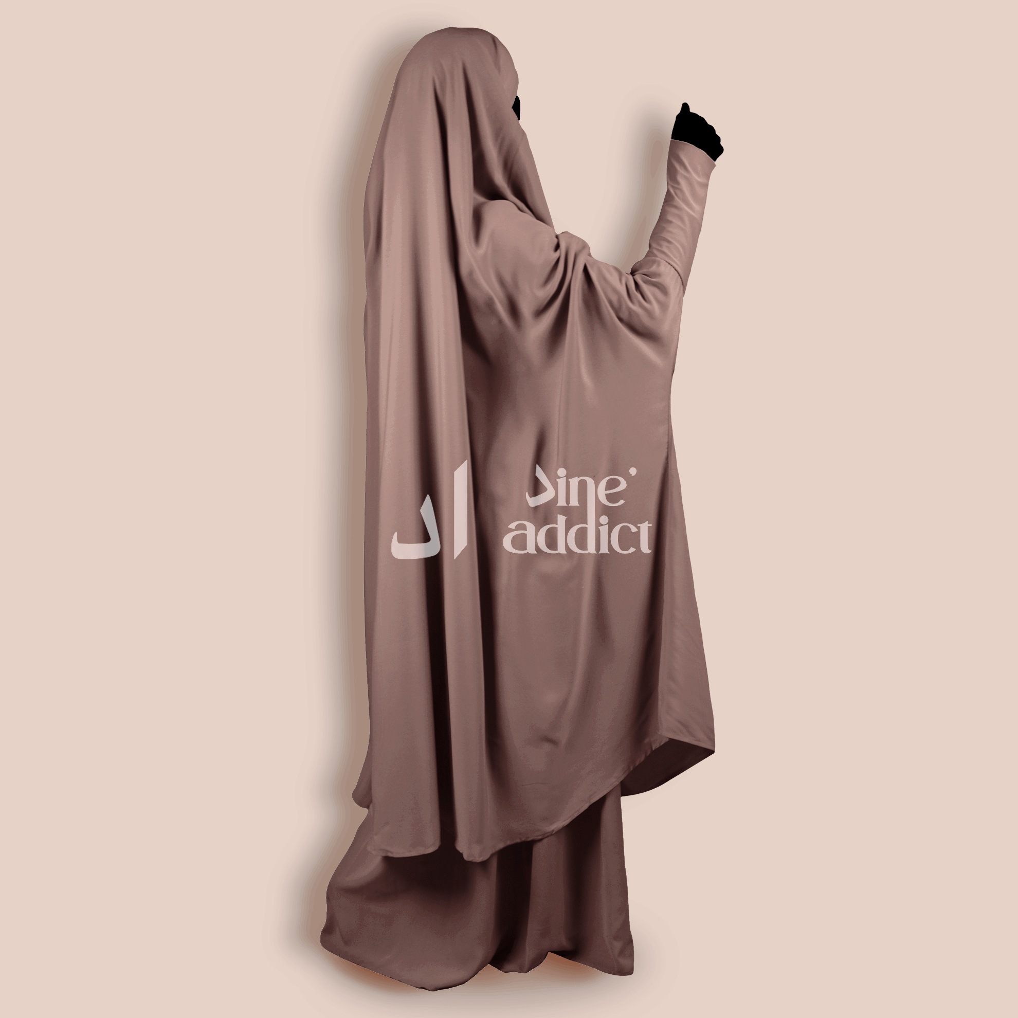 Jilbab 2 pièces manches en lycra couleur rose