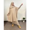 Jilbab de bain 2 pièces beige : cape avec hijab intégré et sarouel
