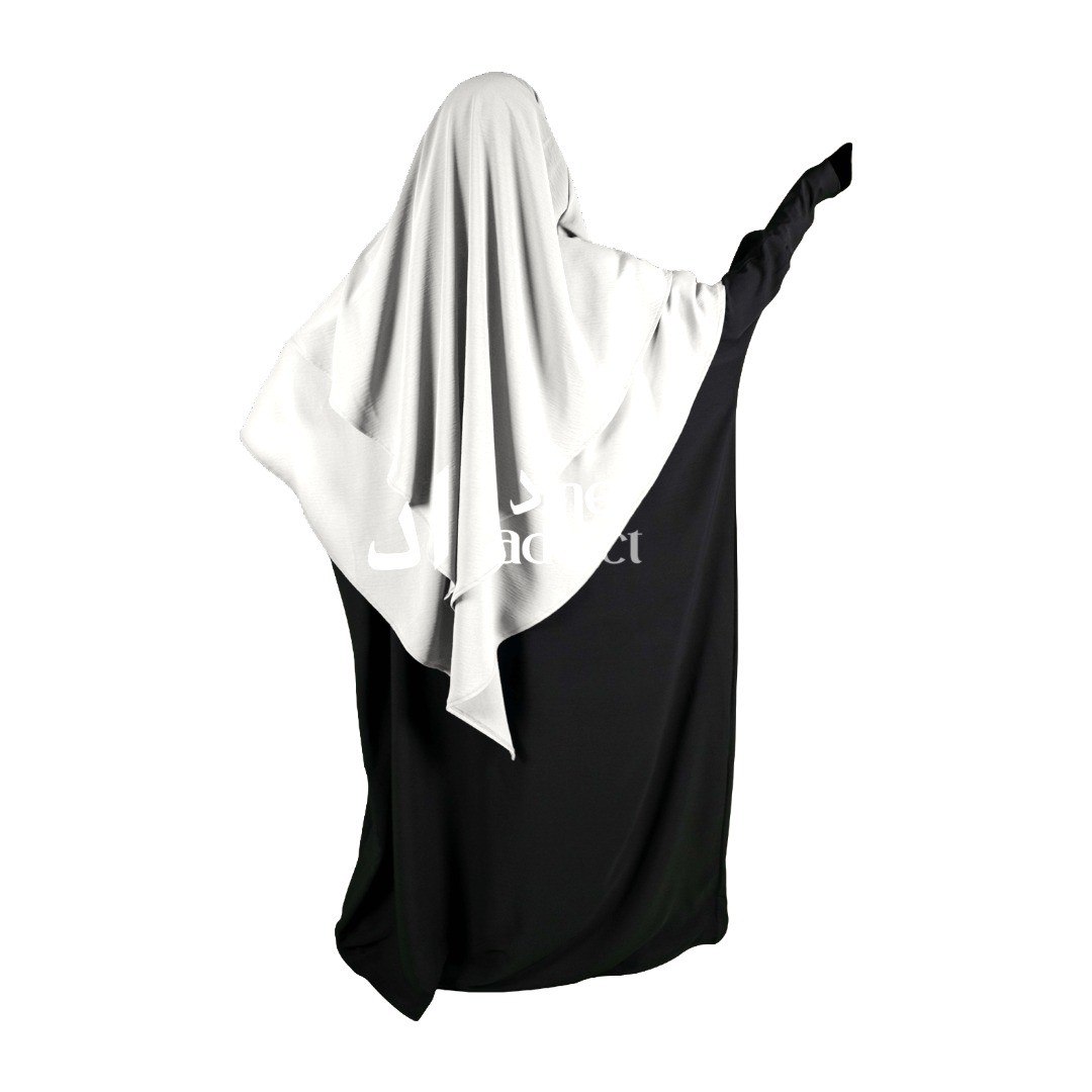 Khimar 2 voiles jazz blanc – vue de dos – DineAddict