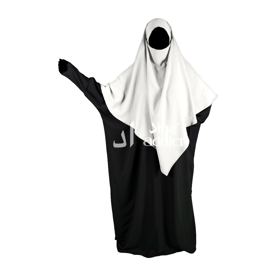 Khimar 2 voiles jazz blanc – vue de face – DineAddict